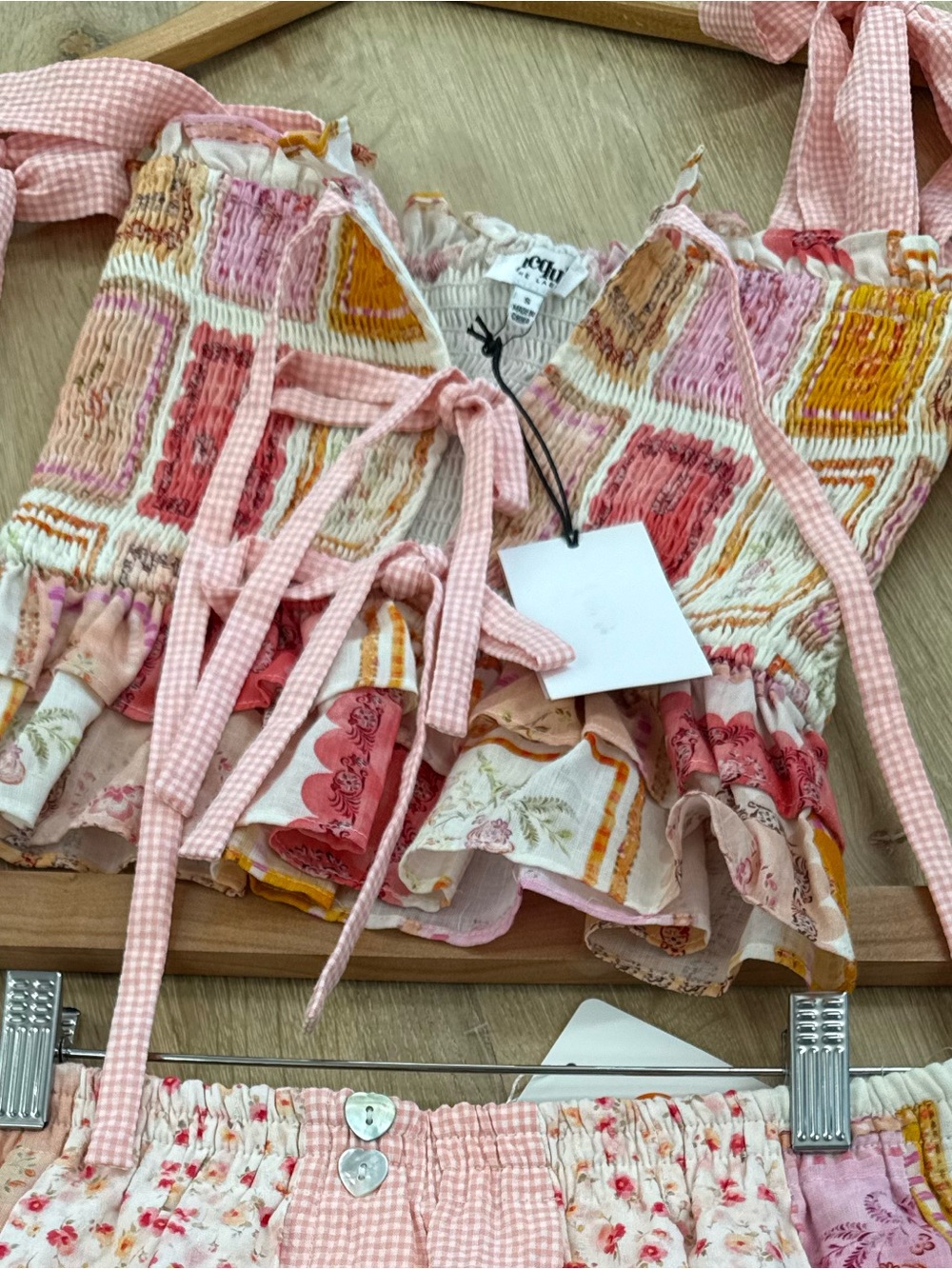 Jacquie The Label Esmeralda Patchwork Mixed Media Top